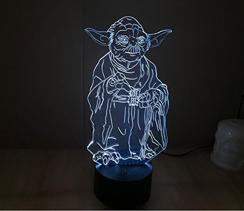 1pk 3D bulbing Master Yoda Bedroom Room decorative Night multi 7 color changing visual illusion LED lamp LED desk table light lamp