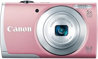 Canon PowerShot A2600 IS 16.0 MP Digital Camera with 5x Optical Zoom and 720p Full HD Video Recording (Pink)
