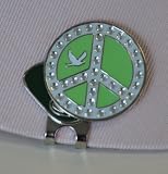 Crystal Golf Ball Marker & Hat/ Visor Clip - Green Peace