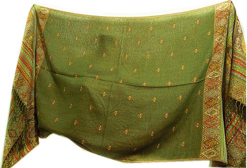 Exotic Floral Pattern Luxurious Pashmina Chic Winter Warm Green Scarf Shawl Wrap #L01