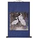 Hand-Painted 36" Oriental Wall Art Scroll - Three Herons With Dark Blue Border