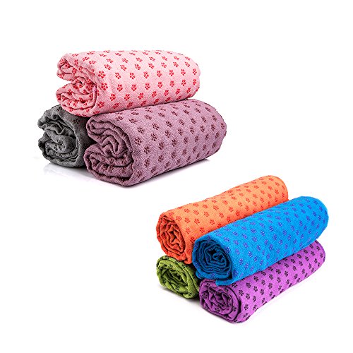 Mansov Yoga Towel, Pilates Camping Outdoor Towel, For Bikram, Hot Yoga, Fitness, Exercise. Anti-Slip, Ultra Absorbent, Machine Washable Microfiber, Plum Point Design, Carrying Mesh Bag, Green