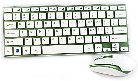 BlueFinger Ultra Thin Alloy  Wireless Keyboard And Mouse Combo Set For Win 2000/2003/XP/Vista /Win7 Green+ BlueFinger Mouse Pad as Gift