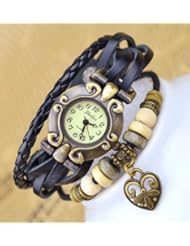 R.M. Fashion Lady Weave Leather wrap around Bracelet Watch,R17 - Black