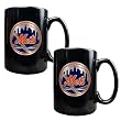 New York Mets MLB 2pc Black Ceramic Mug Set - Primary Logo by Great American Products