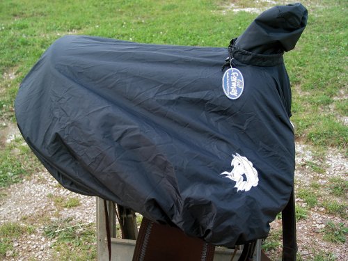 Black Nylon Western Saddle Cover Embroidered Arabian Horse