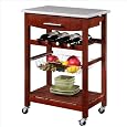 Linon Granite Top Kitchen Cart in Wenge Finish
