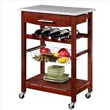 Linon Granite Top Kitchen Cart in Wenge Finish