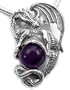 Detailed Sterling Silver Dragon on Genuine Amethyst Slide Pendant