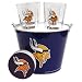 Minnesota Vikings NFL Metal Bucket, Satin Etch Pint Glass & Coaster Set