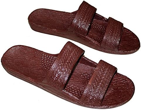 Brown Rubber Slide Sandal Slippers with Double Strap