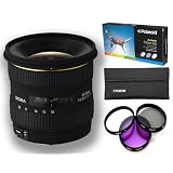Sigma 10-20mm F/4-5.6 EX DC HSM Lens for Nikon Digital SLR Cameras with a Polaroid 3 piece Filter Kit 77mm and Filter Pouch