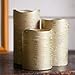 3 Distressed Gold Flameless Candles with Warm White LEDs, Wax, Batteries & Remote Included