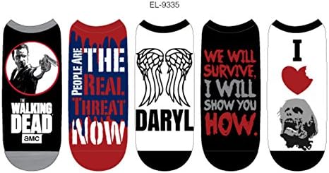 Walking Dead Zombie Rick Photo Womens 5 Pair Low Cut Socks