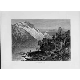 ON THE SOR FJORD NORWAY OLD PRINTS c1880