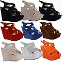 Ladies Womens High Heels Beige Black Red Leopard Brown Orange Brown Silver Gold Platform Peeptoe Strappy Sandals Wedge Shoes Size 3-8