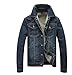 Stunner Men's Casual Slim Turn Down Collar Ripped Denim Jacket