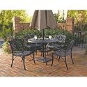 Home Styles Biscayne 5PC 48" Round Outdoor Dining Set in Black Finish