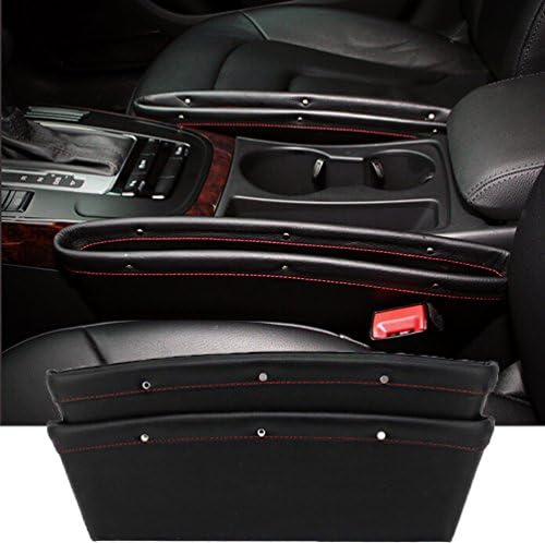 Parkey Leather Car Seat Gap Filler Side Console Slit Caddy Pocket Catcher Storage Organize Box Pack of 2