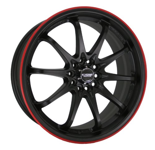 Kyowa Racing Series 206 Flat Black Red Stripe - 17 x 7 Inch Wheel