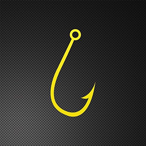 Stickers Decal Fishing Hook Weatherproof Motorbikes Activity Permane Yellow (5 X 2.56 In)