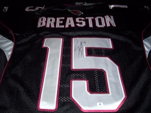 GAI Authentic Steve Breaston Autograph Arizona Cardinals Black Jersey