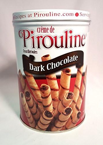 Creme de Pirouline Dark Chocolate Creme filled Wafer Cookies, 10oz Tin