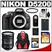 Nikon D5200 Digital SLR Camera Body (Black) with 18-200mm VR II Zoom Lens + 32GB Card + Battery + Backpack Case + Filter + Accessory Kit