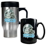 NFL Carolina Panthers Travel Mug & Ceramic Mug Set - Helmet Logo