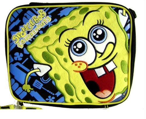 Nickelodeon Spongebob Squarepants Lunch Box - Insulated Lunch Bag - Long Shoulder Strap and Handle, Black