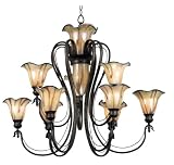 Kenroy Home 90899TS Inverness Ten-Light Chandelier, Tuscan Silver with Chrome Swirl Globes