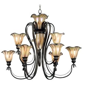 Kenroy Home 90899TS Inverness Ten-Light Chandelier, Tuscan Silver with Chrome Swirl Globes by Kenroy Home