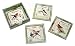 Wood & Ceramic Bird Trivet Set with Storage Box - Set of 4