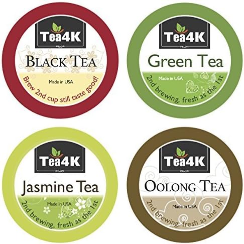 36 Count Tea4k Variety Tea Christmas Pack Single Serve Cups for Keurig K-Cup Brewer includes Black Tea / Green Tea / Jasmine Tea / Oolong Tea, Gluten Free, Non-GMO Certified, Made in USA