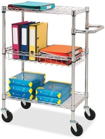 Wholesale CASE of 2 - Lorell 3-Tier Rolling Carts -3-Tier Wire Rolling Cart, 30"x18"x40", Chrome
