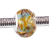 Pandora Style Charm Bead (Z42) Murano Lampwork Glass (14mm x 10mm) (fits Troll too)