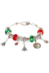 Lova Jewelry Christmas Tree Murano Glass Beaded Charm Bracelet