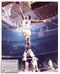Julius Dr J Erving Philadelphia 76ers NBA Hand Signed 16x20 Photograph Dunking