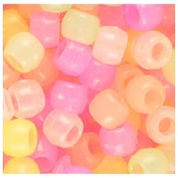 Pony Beads, 1 Pound Bag, Glow in the Dark, 9mm