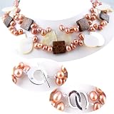 Double Strand Necklace made of Freshwater Cultured Pearls and Natural Stones *** Augustina Jewelry Special Design !