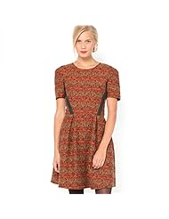 Cotton/Faux-Leather Jacquard  Dress