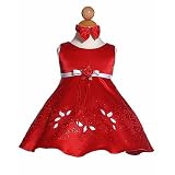 Baby Girls Red Satin Christmas Dress (0/3M - 24M) NEW