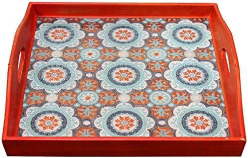 Artista Home Rabat Square Tray, Turquoise Finish