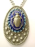 Rocker Jewelry Metal and Blue Lapis Scarab Beatle Pendant as worn by Adam Lambert
