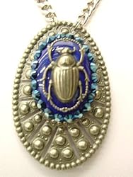 Rocker Jewelry Metal and Blue Lapis Scarab Beatle Pendant as worn by Adam Lambert