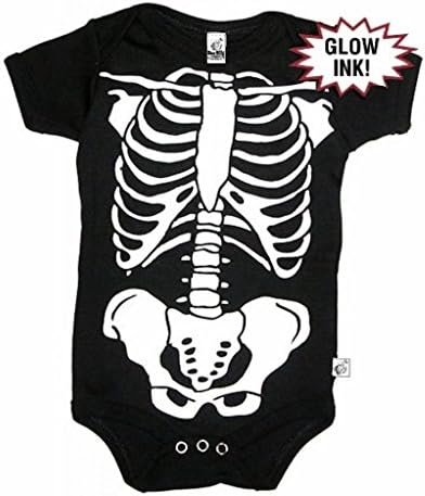 Skeleton Glow In Dark Ink - Silly Baby Bodysuit, Black (12-18 Months)