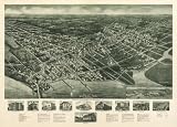 Aero-view of Somers-Point 1925, New Jersey. Drawn by R. Cinquin., large historic panoramic map reprint 50x36