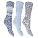 FLOSO® Ladies/Womens Thermal Thick Chunky Wool Blended Socks (Pack Of 3)