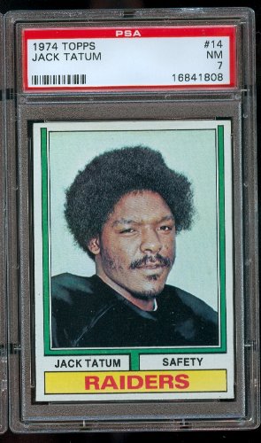 1974 Topps #14 Jack Tatum Oakland Raiders Football Card Professionally Graded PSA 7 NM