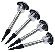 Rolson Tools 60695 4pc Solar Garden Light Stainless Steel